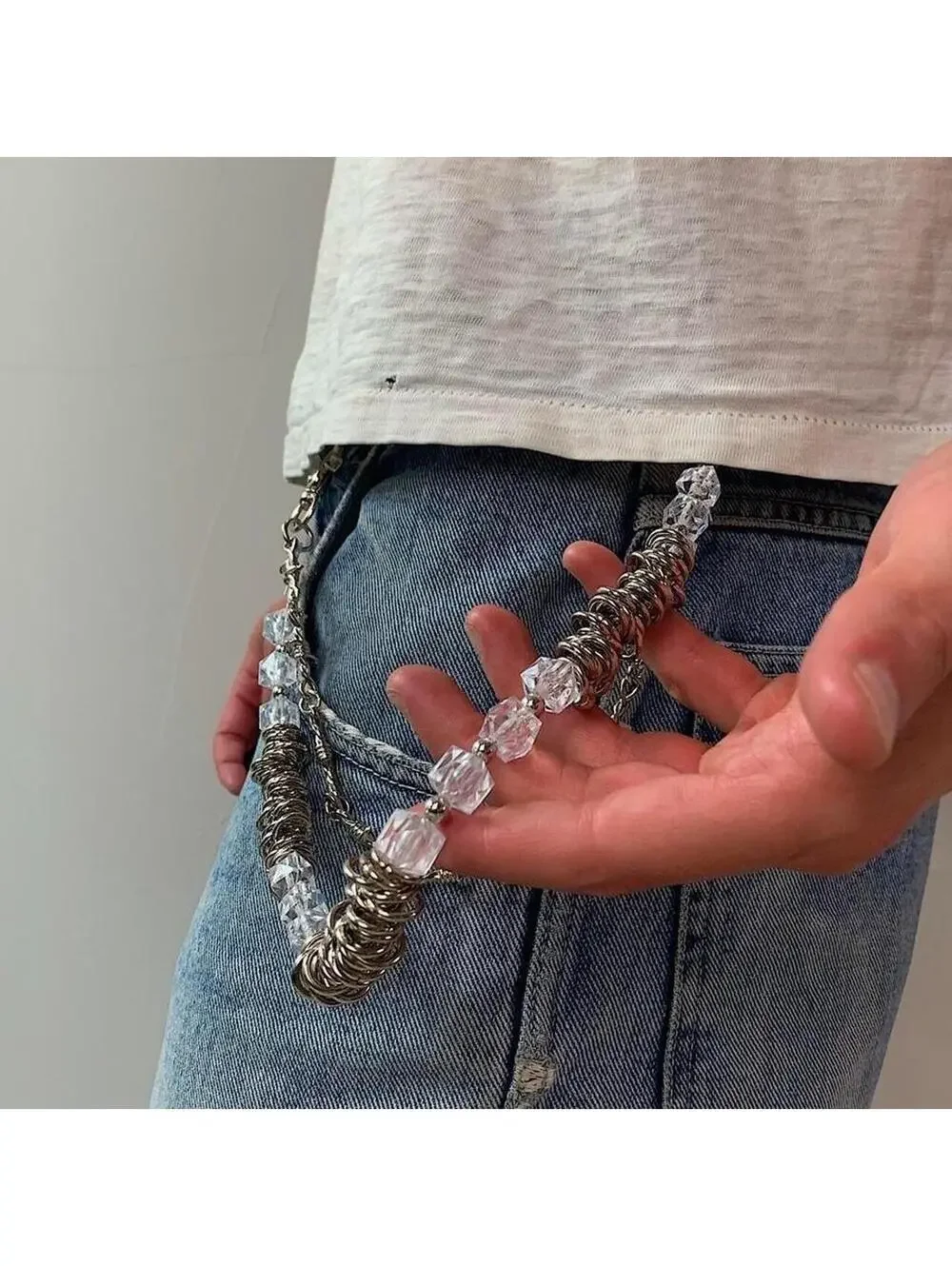 Grunge Punk Cyber Barbwire Pocket Chain. Y2K 2000s style. Heavy weight nice